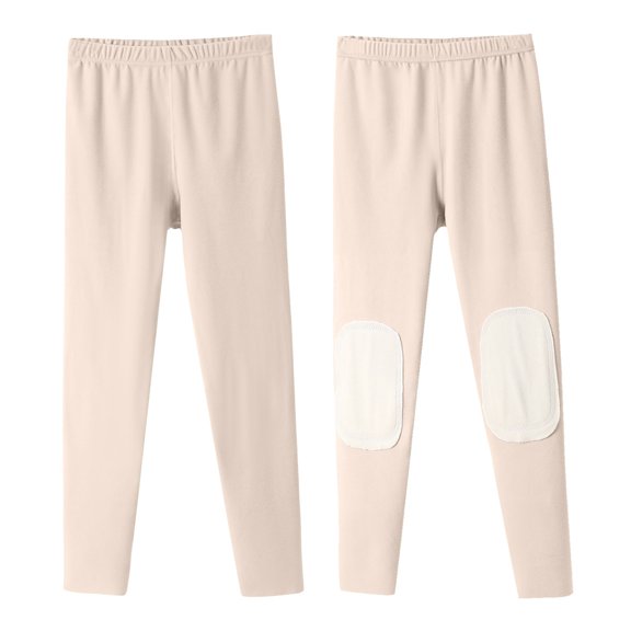 PMVFHDE Women's Thermal Leggings Double-Sided Warm Lined Thick Knee Warmth Base Layer Tight Fit Autumn Winter Pants Beige,M