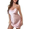 thumbnail image 1 of PMVFHDE Women's U Neck Satin Chemise Nightgown Thin Strap Sleep Dress Nightgowns For Women Comfortable Short Home Sleepwear Pink,L, 1 of 7