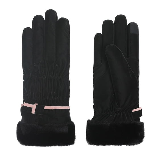 PMVFHDE Women's Winter Soft Thick Warm Ski Riding Gloves, Fashion Solid Color Sport Gloves for Cold Weather Black,One Size