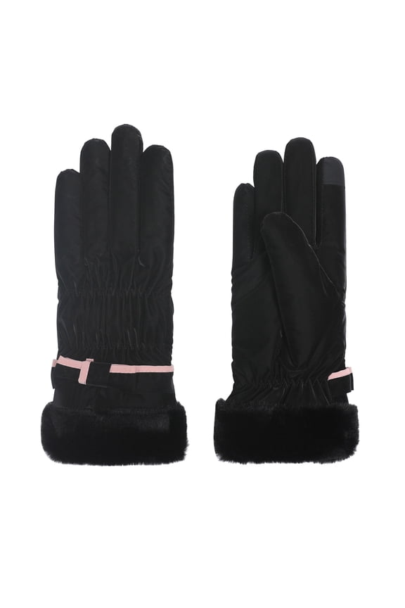 Women's Winter Soft Thick Warm Ski Riding Gloves, Fashion Solid Color Sport Gloves for Cold Weather Black,One Size