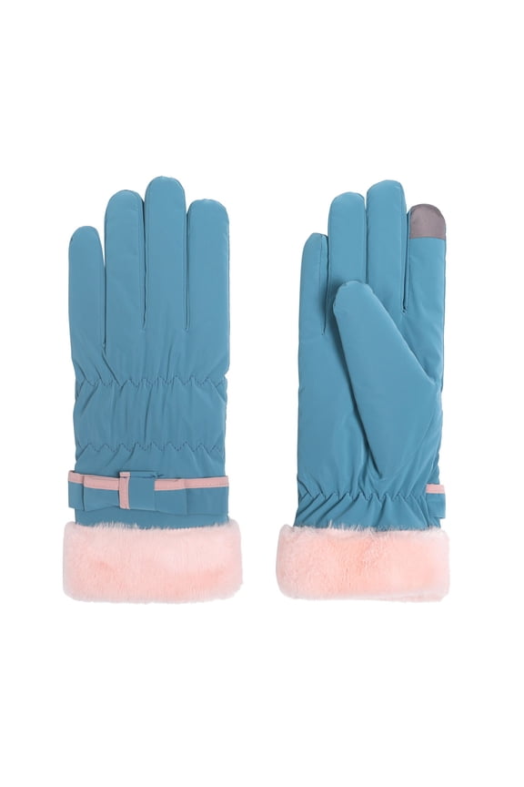 Women's Winter Soft Thick Warm Ski Riding Gloves, Fashion Solid Color Sport Gloves for Cold Weather Sky Blue,One Size