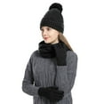 thumbnail image 1 of PMVFHDE Women's Winter Solid Color Fashionable Thickened Warm Knit Lined Ball Double Layer Hat Scarf Gloves Three-Piece Set Warm Comfort Set Black, 1 of 5