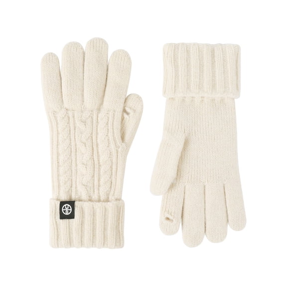 PMVFHDE Women's Winter Solid Color Knitted Gloves Cozy Warm Fingerless Gloves with Touchscreen Capability Beige,One Size