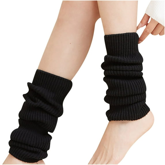 PMVFHDE Women's Winter Warm Leg Warmers, Solid Color Stackable Sock Covers for Boots, Cozy Footwear for Indoor Use, Fashionable with Outfits Black