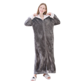 thumbnail image 1 of PMVFHDE Womens Autumn Winter Solid Color Plus Size Loose Full Zipper Pajamas Thick Warm Couples Sleepwear Womens Robes Light Gray，XXXL, 1 of 5