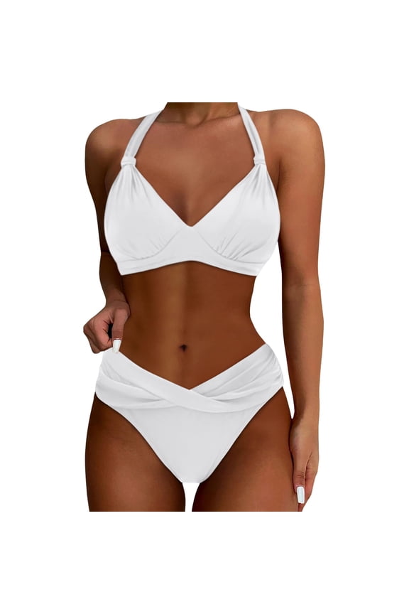 Womens Bikini Sets Two Piece Push Up Bikini Set Swimsuit With Adjustable Back Closure Clear,L