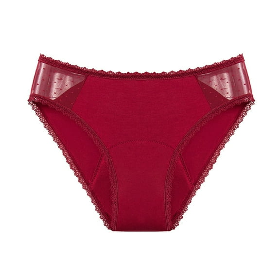 PMVFHDE Womens Casual Lace Menstrual Underwear 4 Layer Leak-Proof Daily Period Briefs Panties For Women Red，XXXXL
