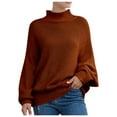 thumbnail image 1 of PMVFHDE Womens Knit Sweater Batwing Sleeve Roll Neck Europe Style&nbsp;Cozy Sweaters For Women&nbsp;For Winter Wear Coffee,XL, 1 of 6