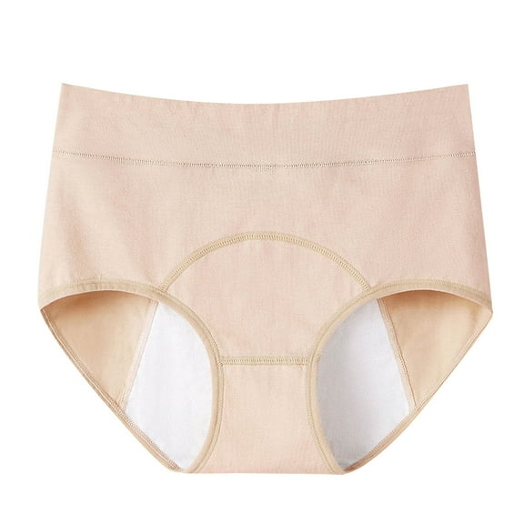 PMVFHDE Womens Comfortable Cotton Menstrual Underwear 4 Layer Leak-Proof Period Sanitary Briefs Panties For Women Beige,XXXXL