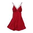 thumbnail image 1 of PMVFHDE Womens Elegant V Neck Lace Floral Thin Strap Sleepwear Nightgown Womens Nightgowns Red，L, 1 of 5