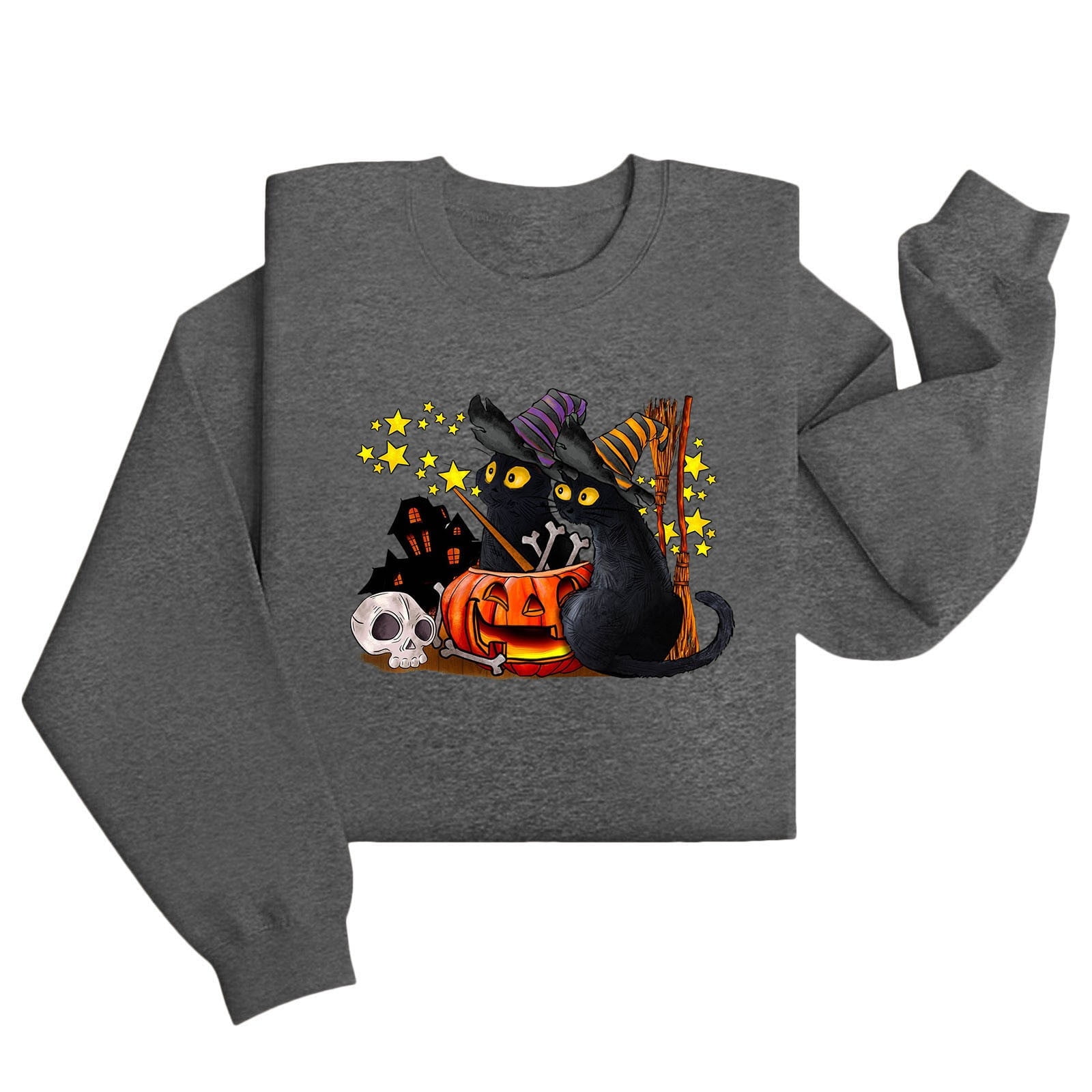 PMVFHDE Womens Halloween Costume Women's Printed Crew Neck Long Sleeved