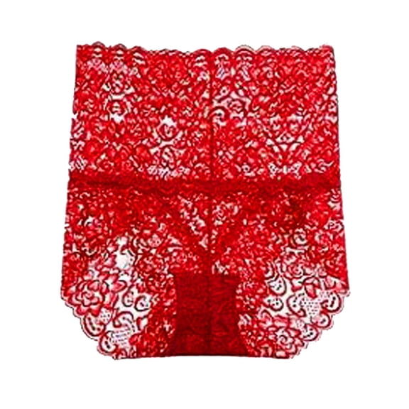 PMVFHDE Womens High Waist Lace Underwear Comfortable Breathable Cotton Gusset Shaping Triangle Briefs High Waisted Underwear For Women Red,XXL