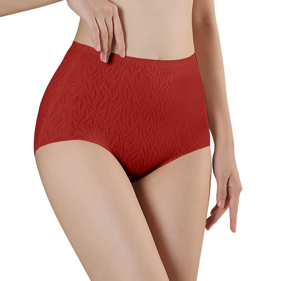 PMVFHDE Womens High Waist Seamless Underwear Support Cotton Gusset Triangle Briefs Womens Underwear Red，XL