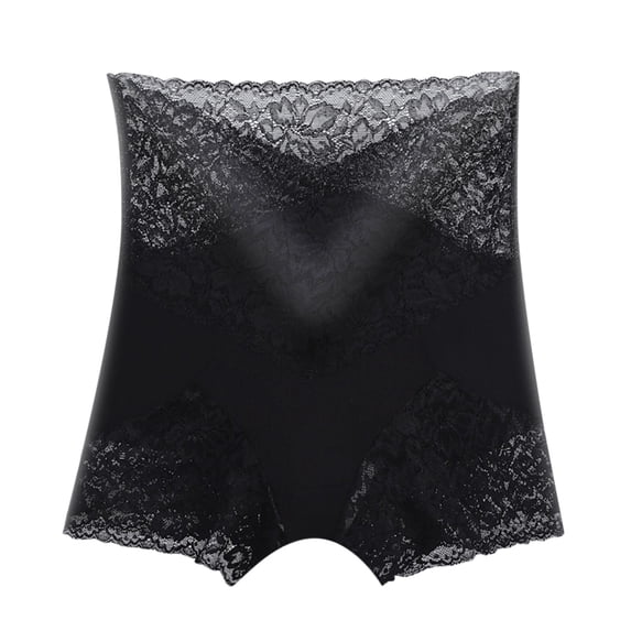 PMVFHDE Womens Lace High Waist Anti See-Through Shorts Support Plus Size Seamless Leggings Womens Underwear Black,L