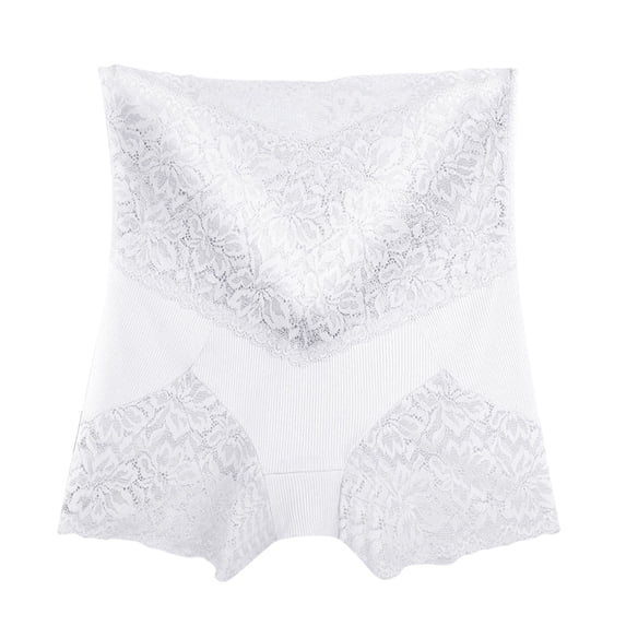 PMVFHDE Womens Lace High Waist Anti See-Through Shorts Support Plus Size Seamless Leggings Womens Underwear White,L