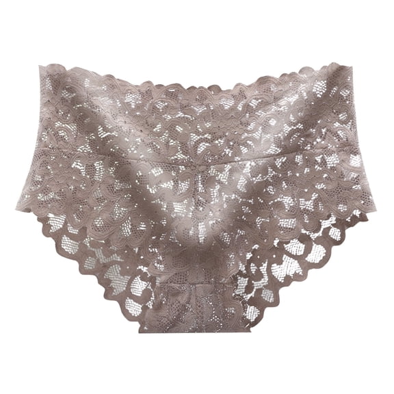 PMVFHDE Womens Low Waist Lace Underwear Seamless Comfortable Breathable Triangle Briefs Panties For Women Khaki,L