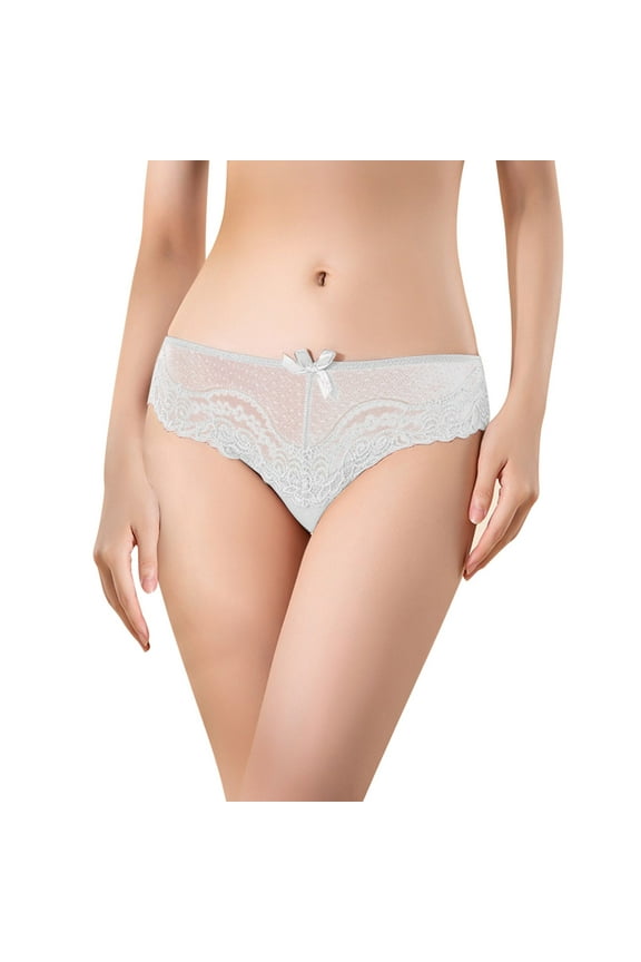 Womens Low Waist Triangle Underwear For Girls Breathable Sheer Mesh Lace Trim Briefs Panties For Women White,XL