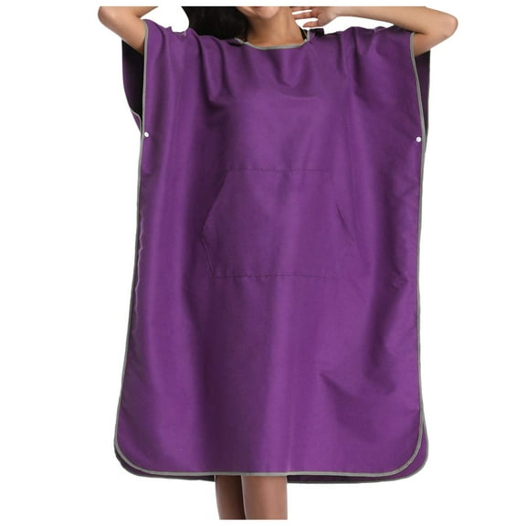 PMVFHDE Womens Microfiber Hooded Absorbent Quick Drying Bath Towel Adult Beach Bathrobe Double Velvet Cloak Womens Robes Lightweight Purple，One Size