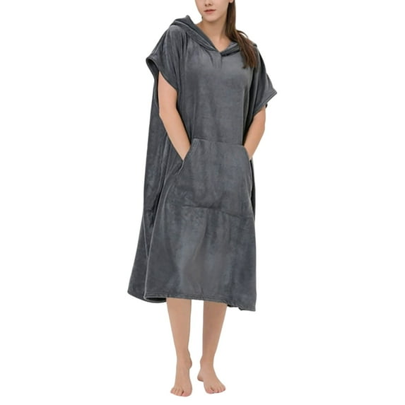 PMVFHDE Womens Nightgowns Sleepshirts Soft Hooded Robe Absorbent Sports Towel Versatile Surf Cover Up Womens Nightgowns & Sleepshirts Dark Gray,One Size