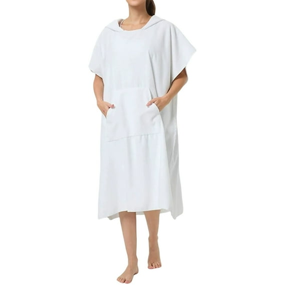 PMVFHDE Womens Nightgowns Sleepshirts Soft Hooded Robe Absorbent Sports Towel Versatile Surf Cover Up Womens Nightgowns & Sleepshirts White,One Size