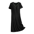 thumbnail image 1 of PMVFHDE Womens Nightgowns With Built In Bra V Neck Short Sleeve Sleepwear Casual Loose Nightshirts Soft Comfy Womens Nightgowns Black，XXL, 1 of 5