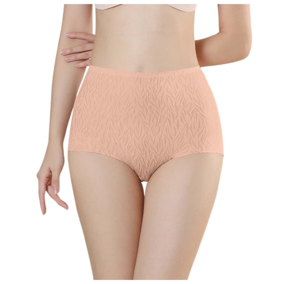 PMVFHDE Womens Pure Cotton Gusset Breathable Seamless High Waist Floral Print Support Underwear Cotton Underwear For Women Pink,M