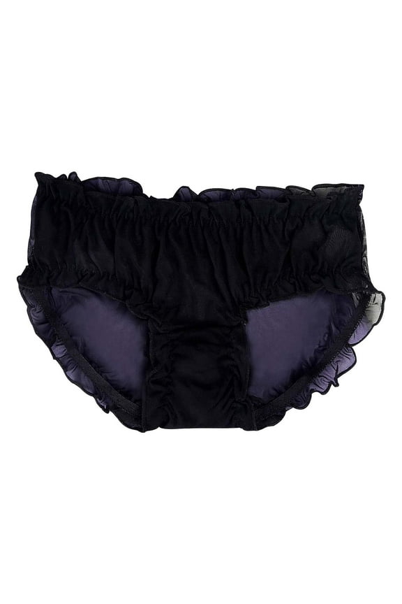 Womens Sheer Mesh Breathable Floral Plus Size Fashion Solid Color Triangle Underwear Plus Size Underwear For Women Black,L