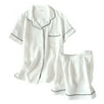 thumbnail image 1 of PMVFHDE Womens Short Sleeve Loungewear Set Comfortable Sleepwear Robe And Shorts Home Outfit&nbsp;Womens Pajamas Set White，XL, 1 of 3
