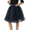 thumbnail image 1 of PMVFHDE Womens Skirts Knee Length Tutu Layered Tulle Midi Skirt For Prom Party Adults Navy,L, 1 of 5