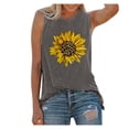 thumbnail image 1 of PMVFHDE Womens Summer Tops 2026 Sunflower Print Crew Neck Breathable Soft Casual Daily Sleeveless Top, 1 of 3