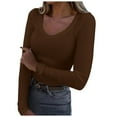 thumbnail image 1 of PMVFHDE Womens Tops Square Neck Long Sleeve Slim Fit Basic Shirt Ribbed Thermal Undershirt Tee Casual, 1 of 6