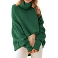 thumbnail image 1 of PMVFHDE Womens Turtleneck Oversized Long Batwing Sleeve Fall Sweater Plus Size&nbsp;Pullover Sweaters For Women&nbsp;Ribbed Knit Warm Green,M, 1 of 3