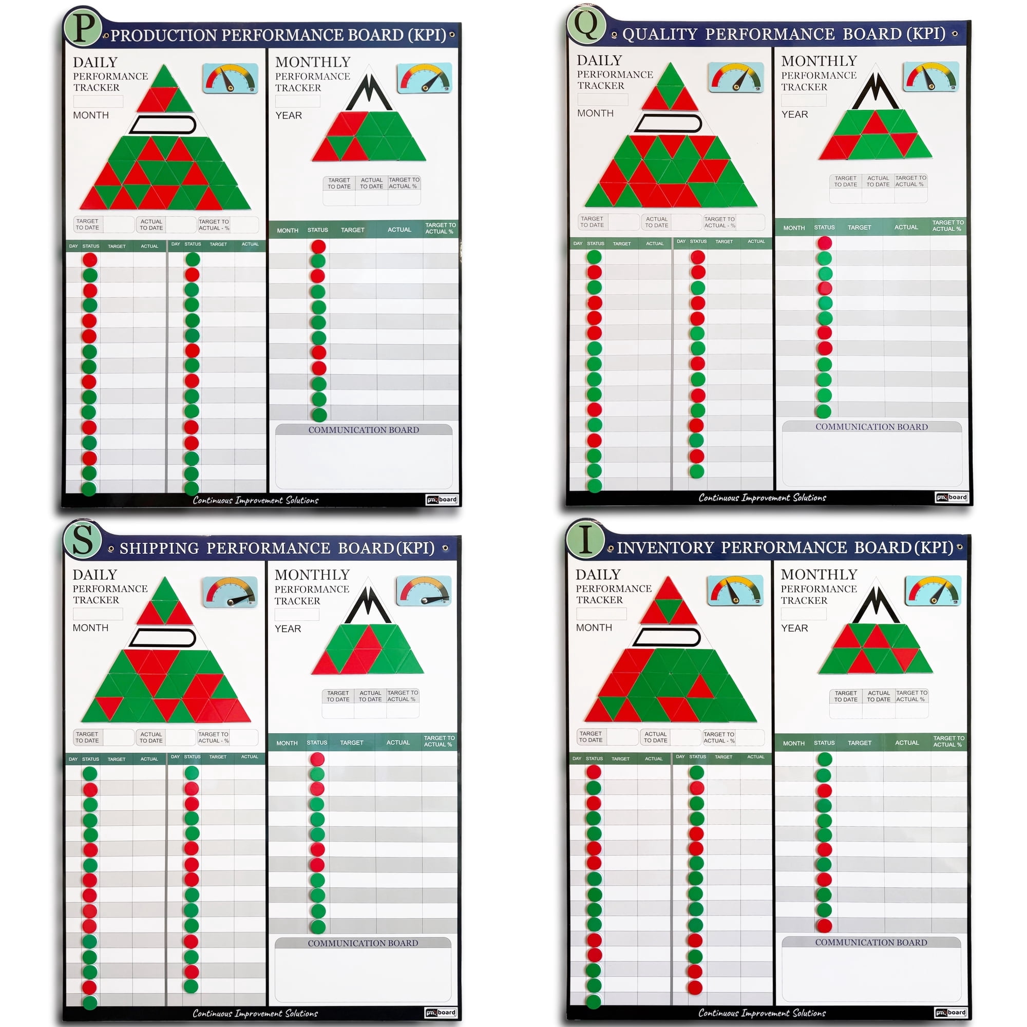 PMXBOARD Complete KPI Board Set, 4 Magnetic Dry Erase Performance ...