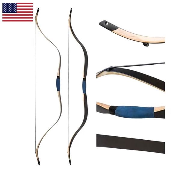 PMZ Handmade Traditional Recurve Bow 58" Fiberglass Bamboo Maple 45lbs