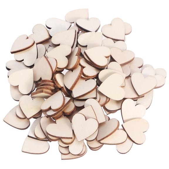 PTOOTP 100Pcs Natural Heart-Shaped Wood Slices Unfinished Discs for Crafting and Home Decor Projects