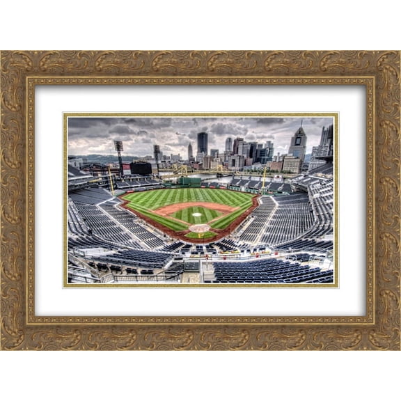 PNC Park 2x Matted 24x20 Gold Ornate Framed Art Print from the Stadium Series