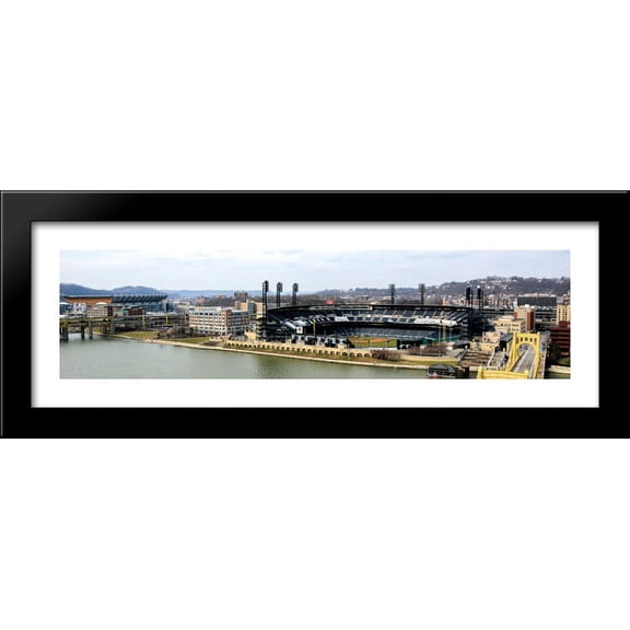 PNC Park 40x14 Large Black Wood Framed Print Art - Home of the Pittsburgh Pirates