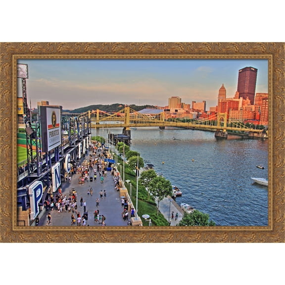 PNC Park 40x28 Large Gold Ornate Wood Framed Canvas Art - Home of the Pittsburgh Pirates