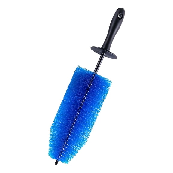 PNCF 18 Inch Long Handle Wheel Brush, Flexible Rim Detailing Brush for Car Inner Barrels and Spokes, Scratch-Free Nylon Bristle Tire Cleaner with Knuckle Guard, Blue