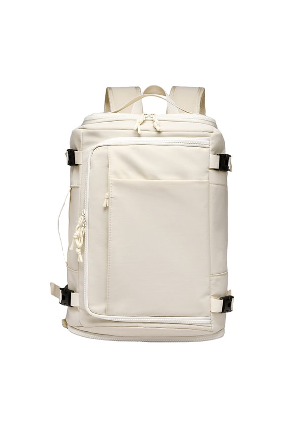 Large Capacity Pack, Aesthetic Campus Commuter Bag for University Students Travel, Lightweight Laptop Rucksack with Compression Buckles, White