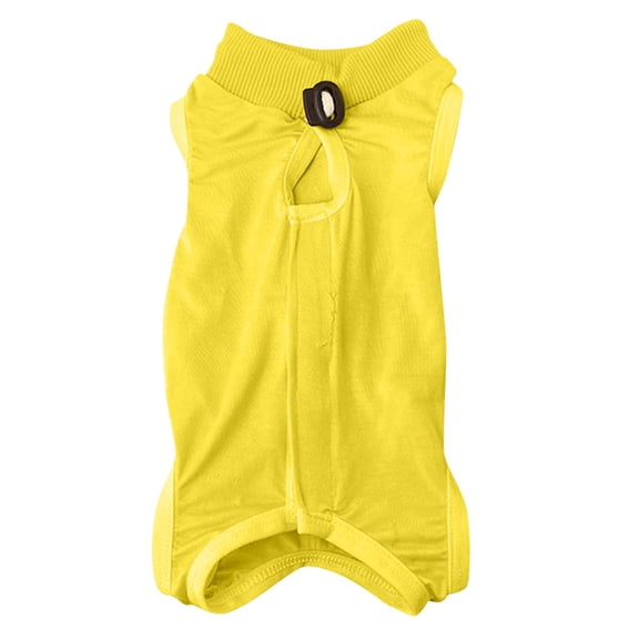 PNCF Medium Pet Recovery Bodysuit Post Surgery Clothes, Breathable E-Collar Alternative Vest for Dog Wound Protection, Adjustable Fastener Apparel, Yellow M