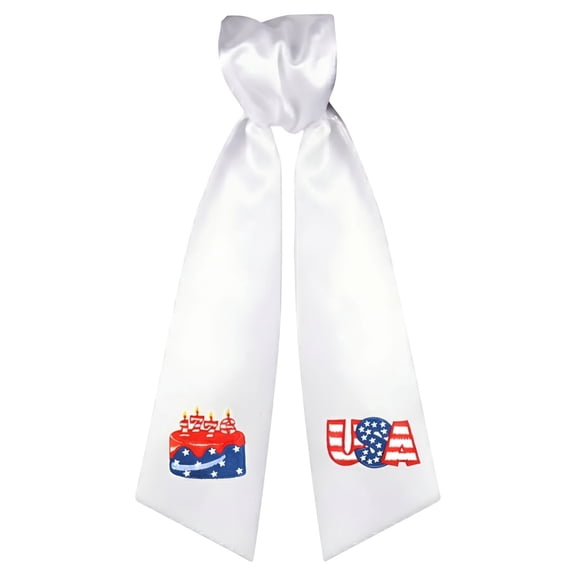 PNCF Patriotic Wreath Sash, 54x3.5 Inch Red White and Blue Linen Ribbon Wrap with Star Pattern for Front Door Decor, 4th of July Holiday Ornament, 1Pc