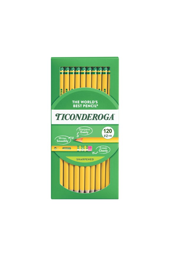 Wood Pencils, Presharpened, #2 HB .3 mm Lead, Yellow, 120 Count