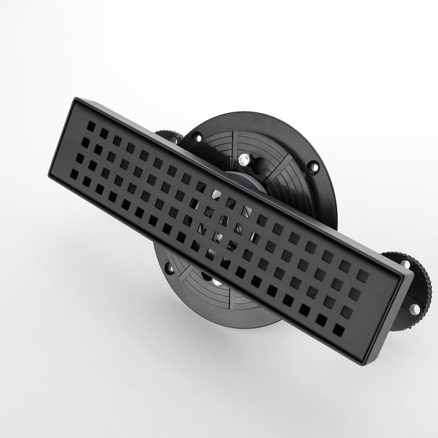 PNGCAN 12 Inches Stylish Linear Shower Drain with Removable Quadrato