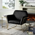PNGCAN Keira 29.5” Black Velvet Accent Chair with Metal Base