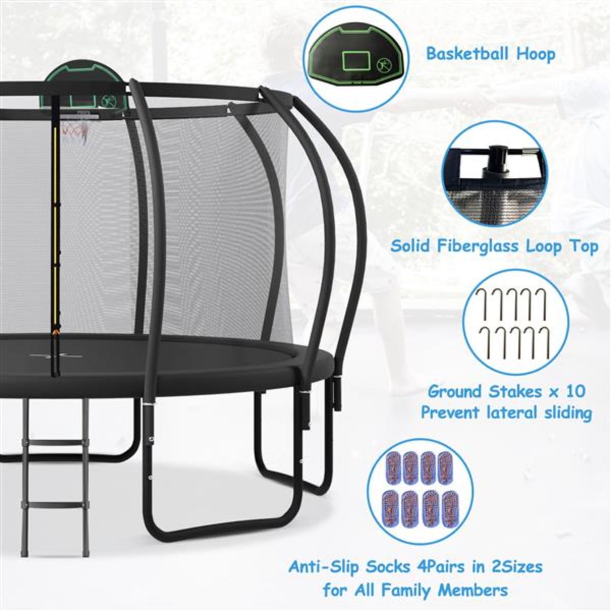 PNGCNG 14FT Trampoline for Kids with Upgraded ArcPole and Composite