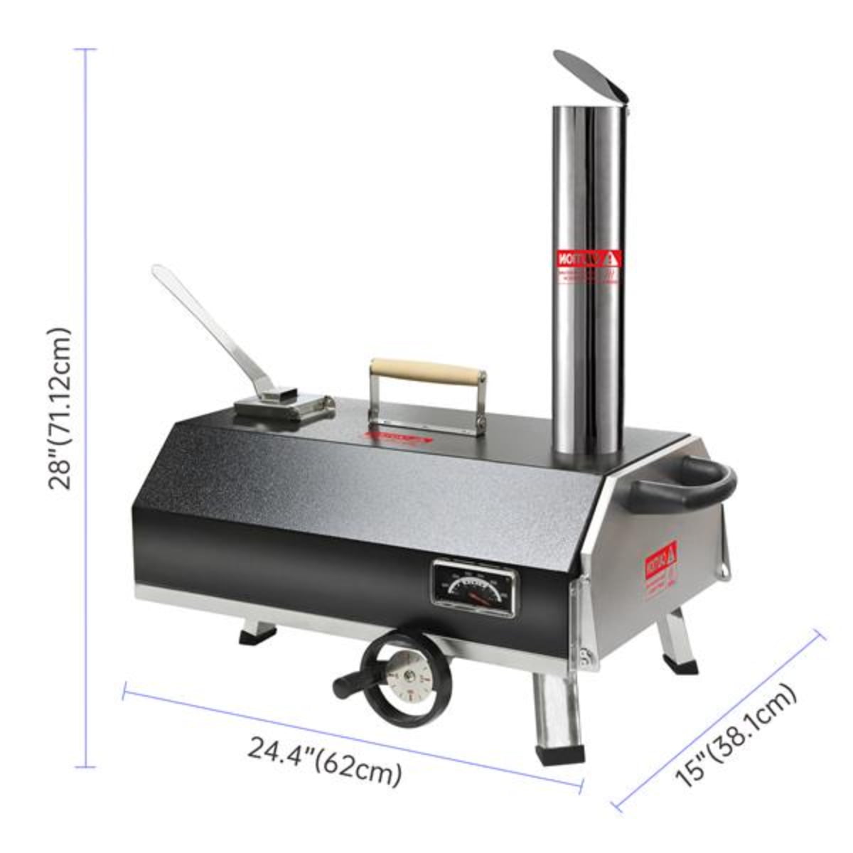 PNGCNG SemiAutomatic Black 12 Outdoor Pizza Oven Portable Wood Fired