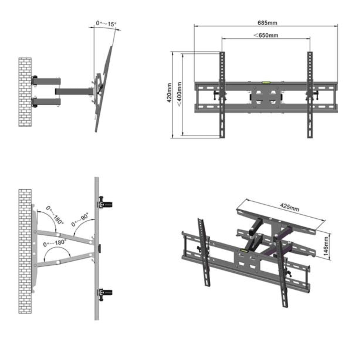 TMDS-204 32-70 Inch Double Pendulum Large Base TV Stand With A Load Capacity Of 50KG main image 0