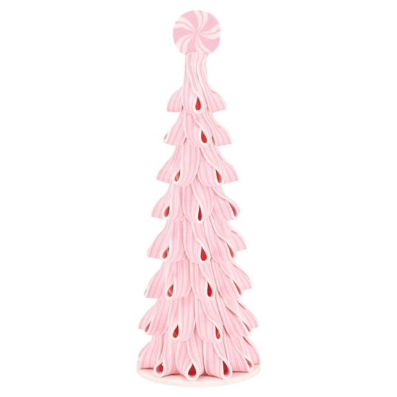 Clay Dough Ribbon Candy Tree Christmas Decoration, Pink and White, 14.3", by Holiday Time