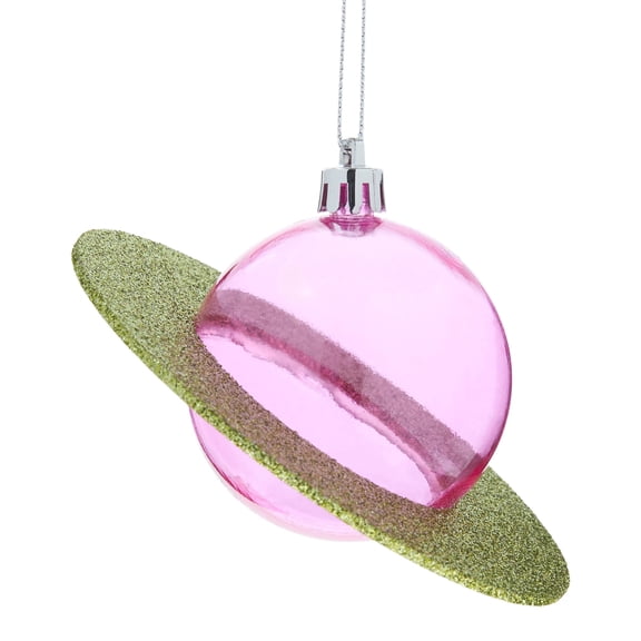 Green and Pink Glitter Planet Christmas Ornament, 2.4", by Holiday Time